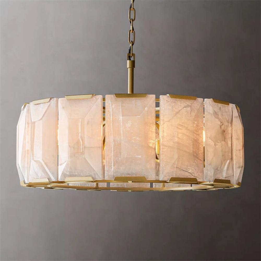 Harlowe Calcite Modern Round Chandelier Lights 31" Fixtures
