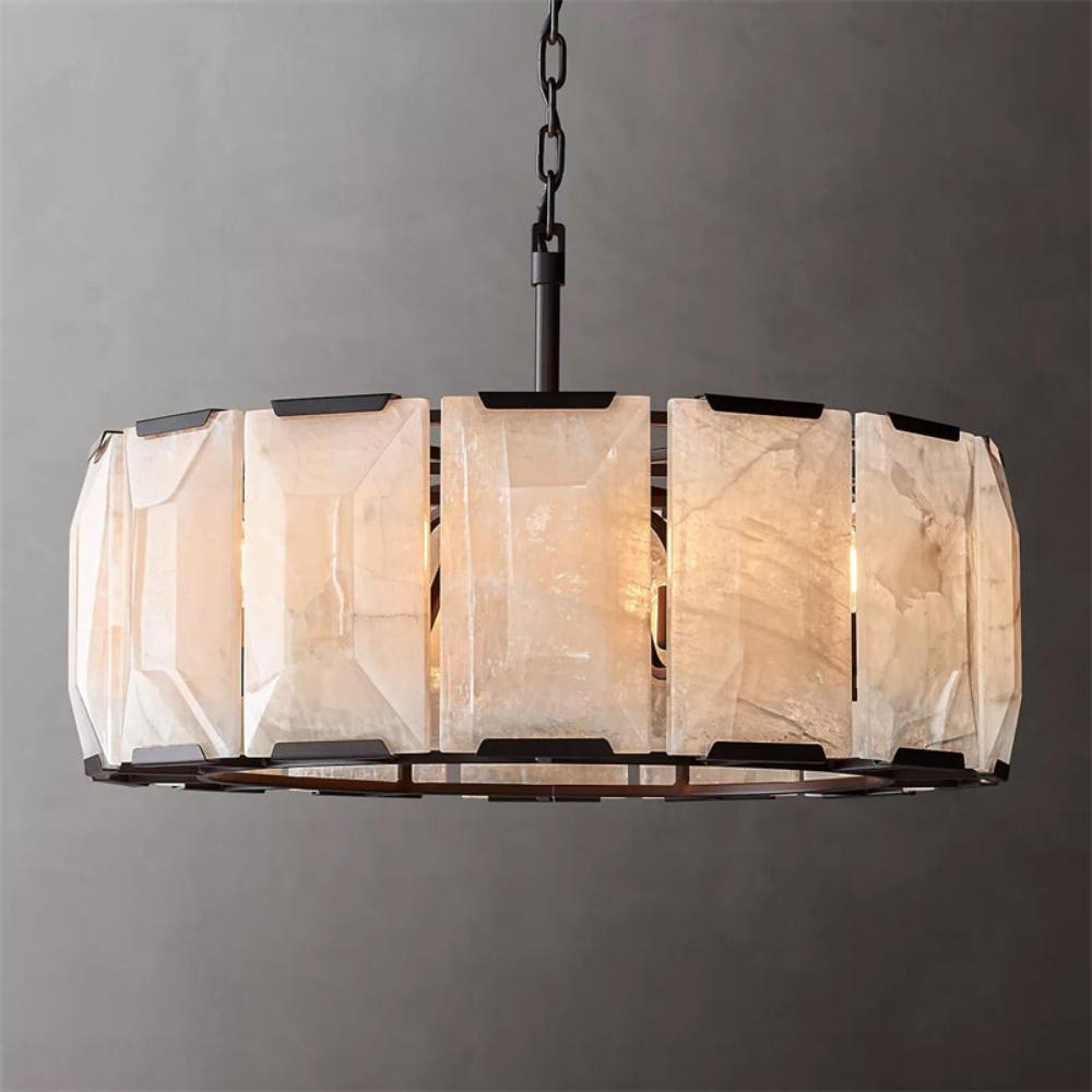 Harlowe Calcite Modern Round Chandelier Lights 31" Fixtures