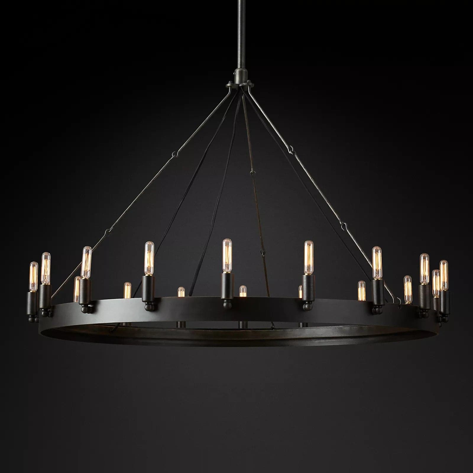 Filament Vintage Round Chandelier Lighting 38" 18-Lights for Living Room