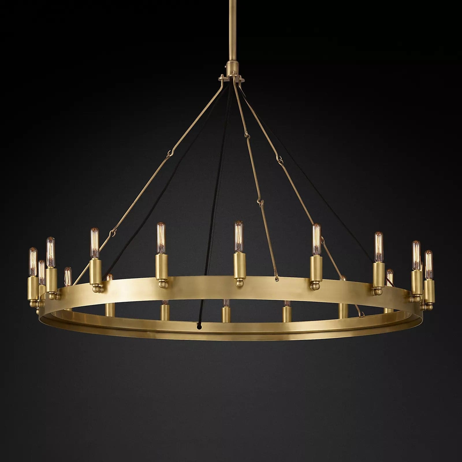 Filament Vintage Round Chandelier Lighting 38" 18-Lights for Living Room