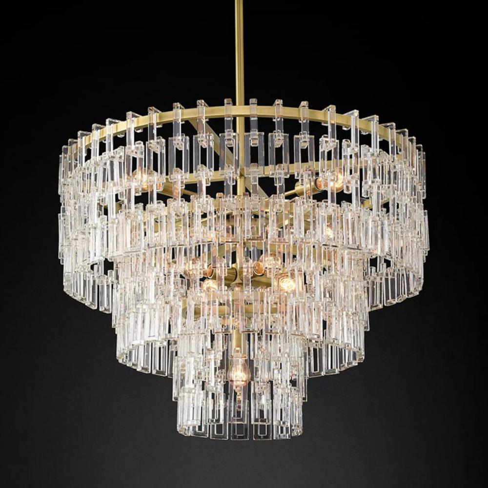 Fabricia Tiered Round Glass Chandelier Light For Hanging, Restaurant