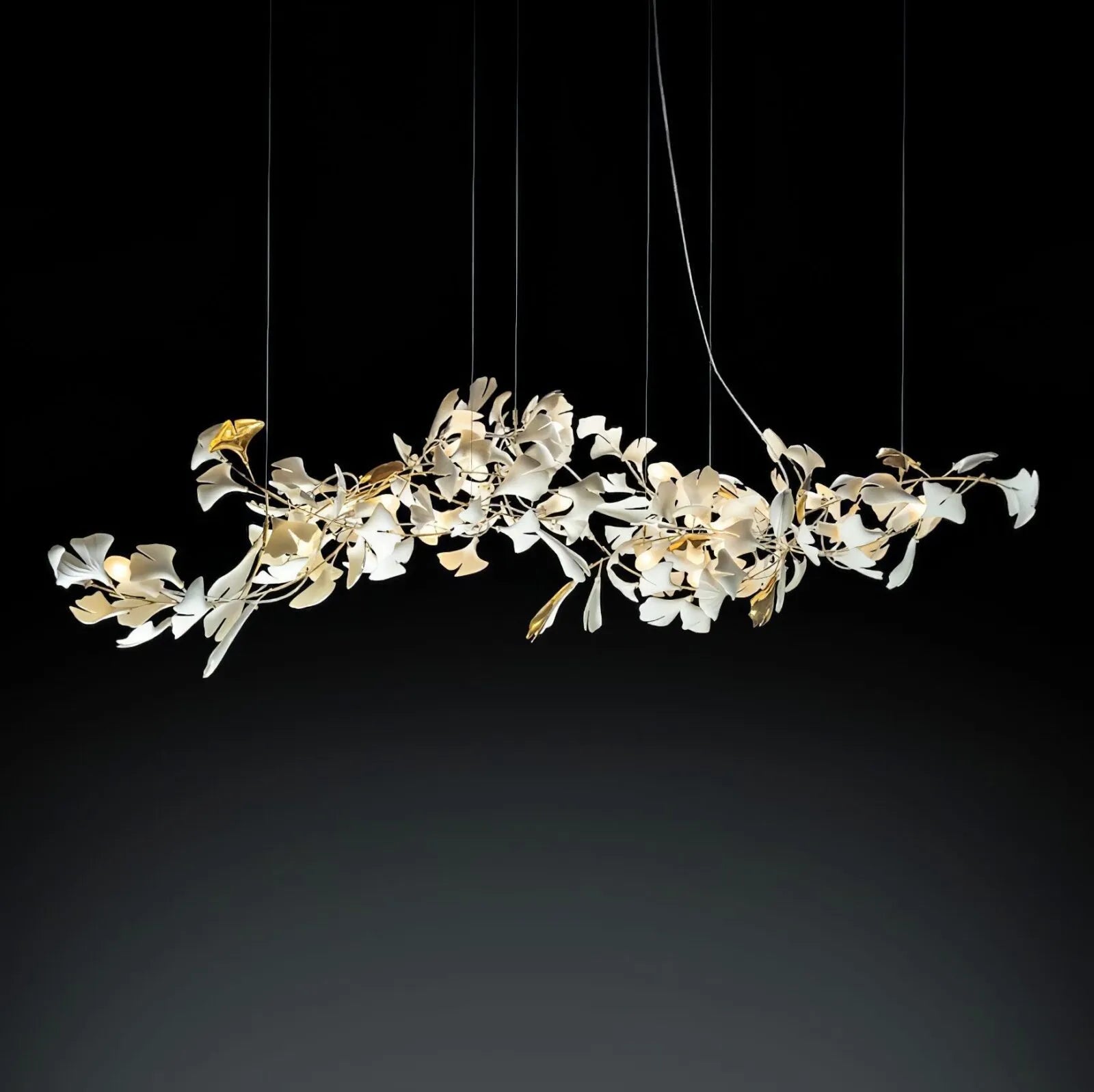 Raven Porcelain Linear Gold Chandelier Lighting
