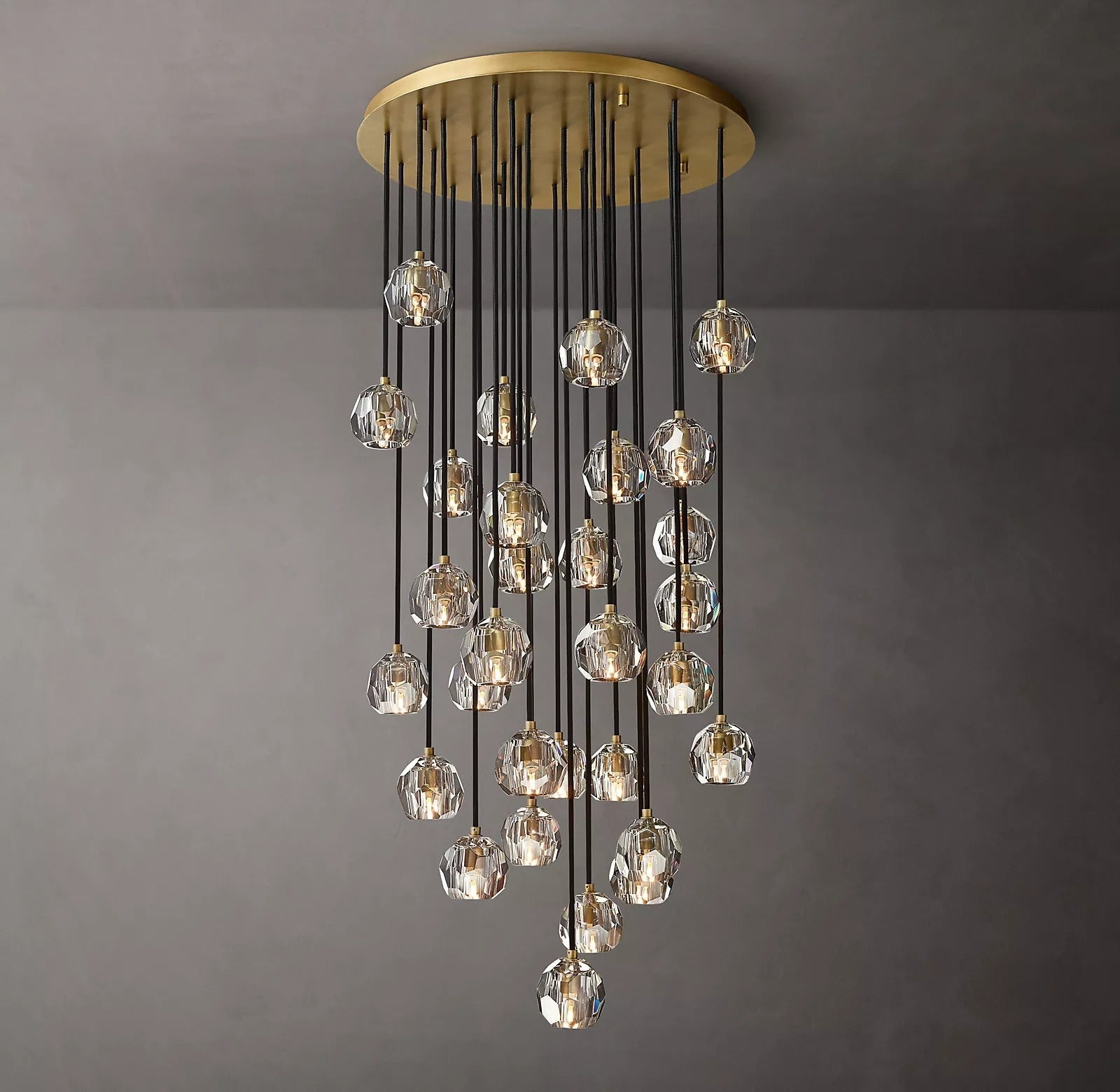 Boule De Cristal Clear Glass Round Ball Cluster Chandelier Lighting 30"