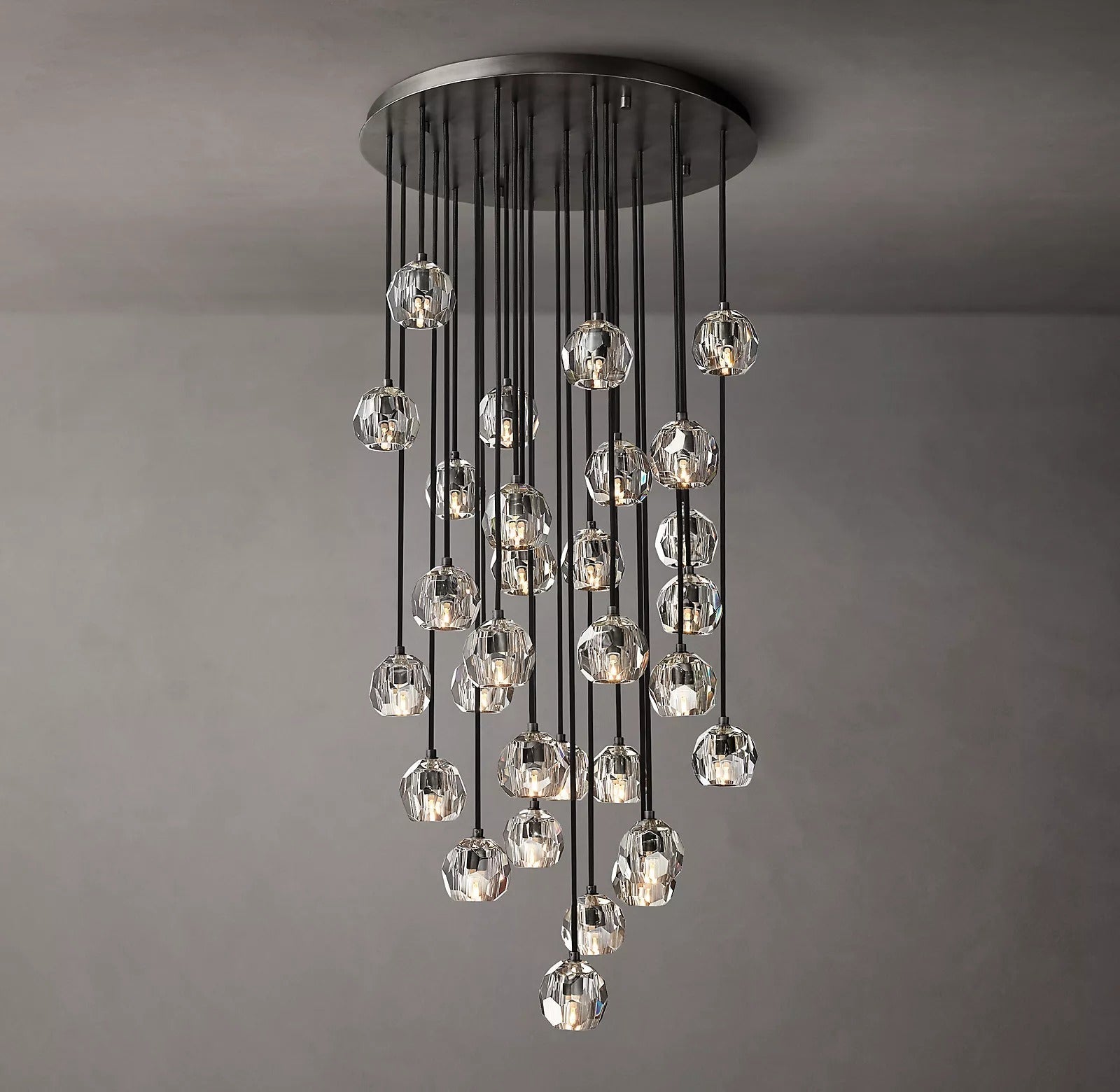 Boule De Cristal Clear Glass Round Ball Cluster Chandelier Lighting 30"