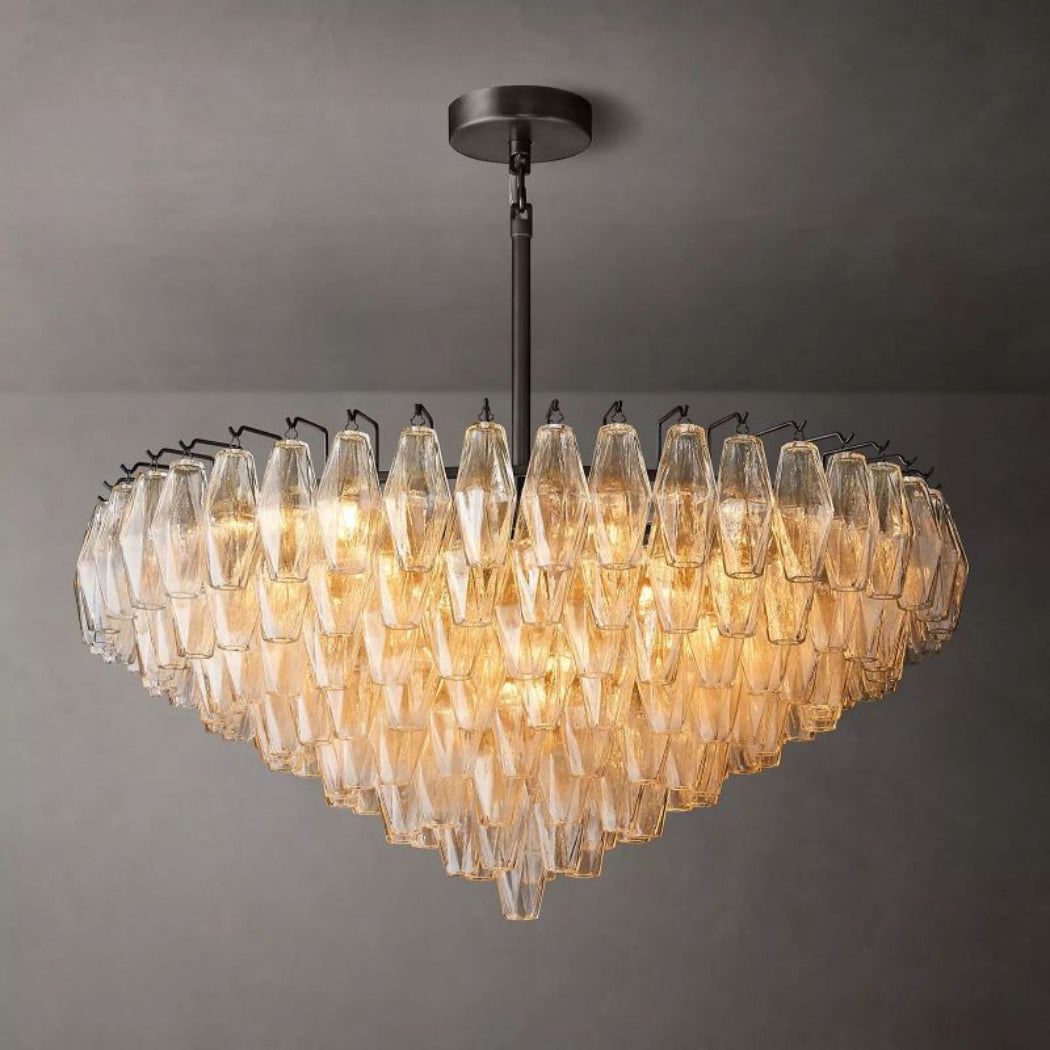 Modern Chiara Clear Glass Tiered Round Chandelier Lighting 37"