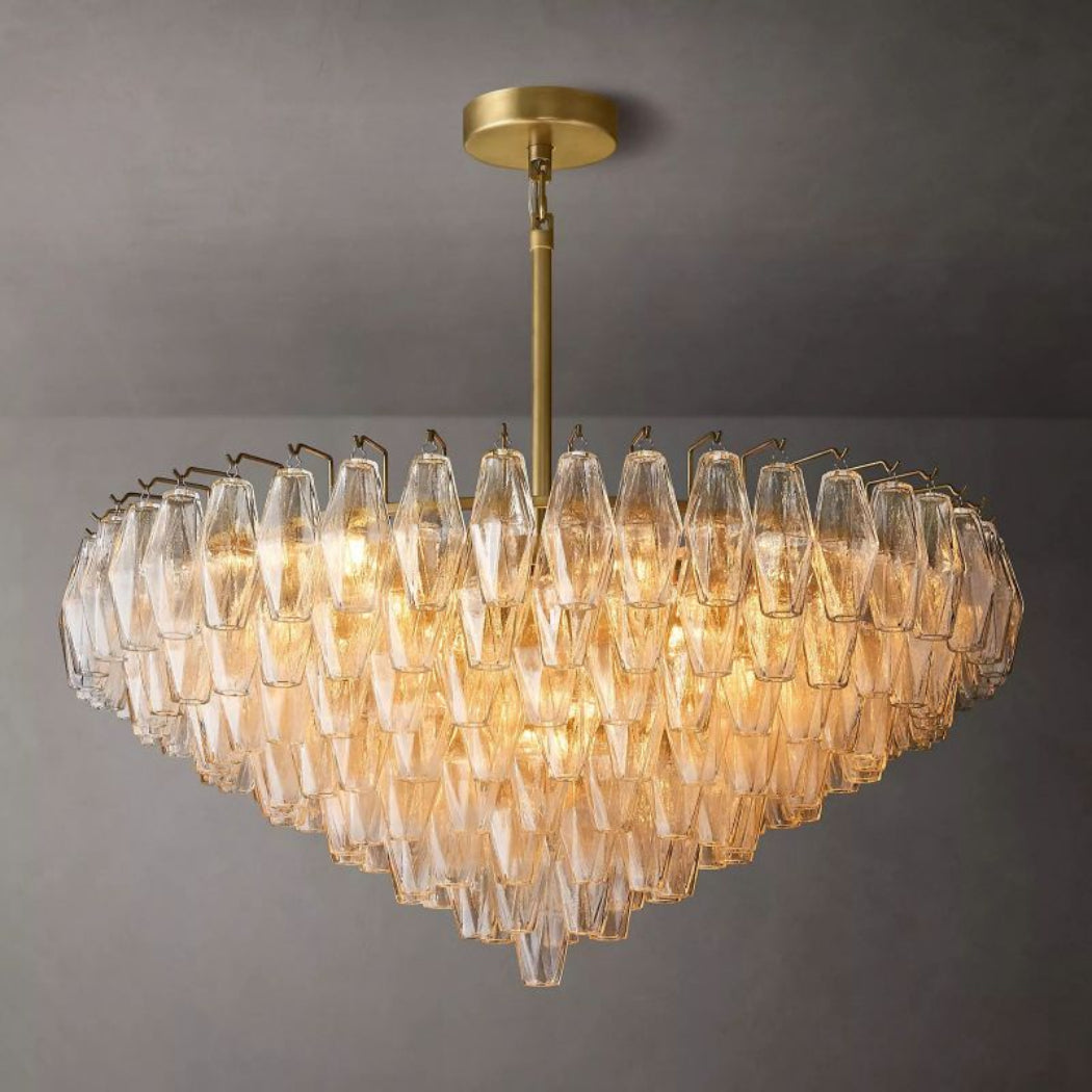 Modern Chiara Clear Glass Tiered Round Chandelier Lighting 37"
