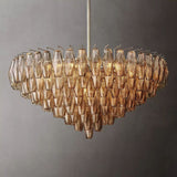 Modern Chiaray Smoke Glass Tiered Round Chandelier Lighting 37"
