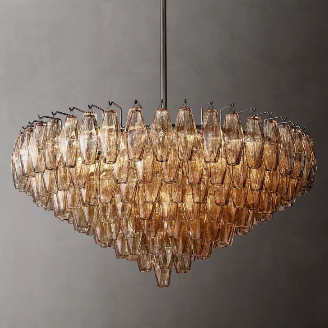 Modern Chiaray Smoke Glass Tiered Round Chandelier Lighting 37"