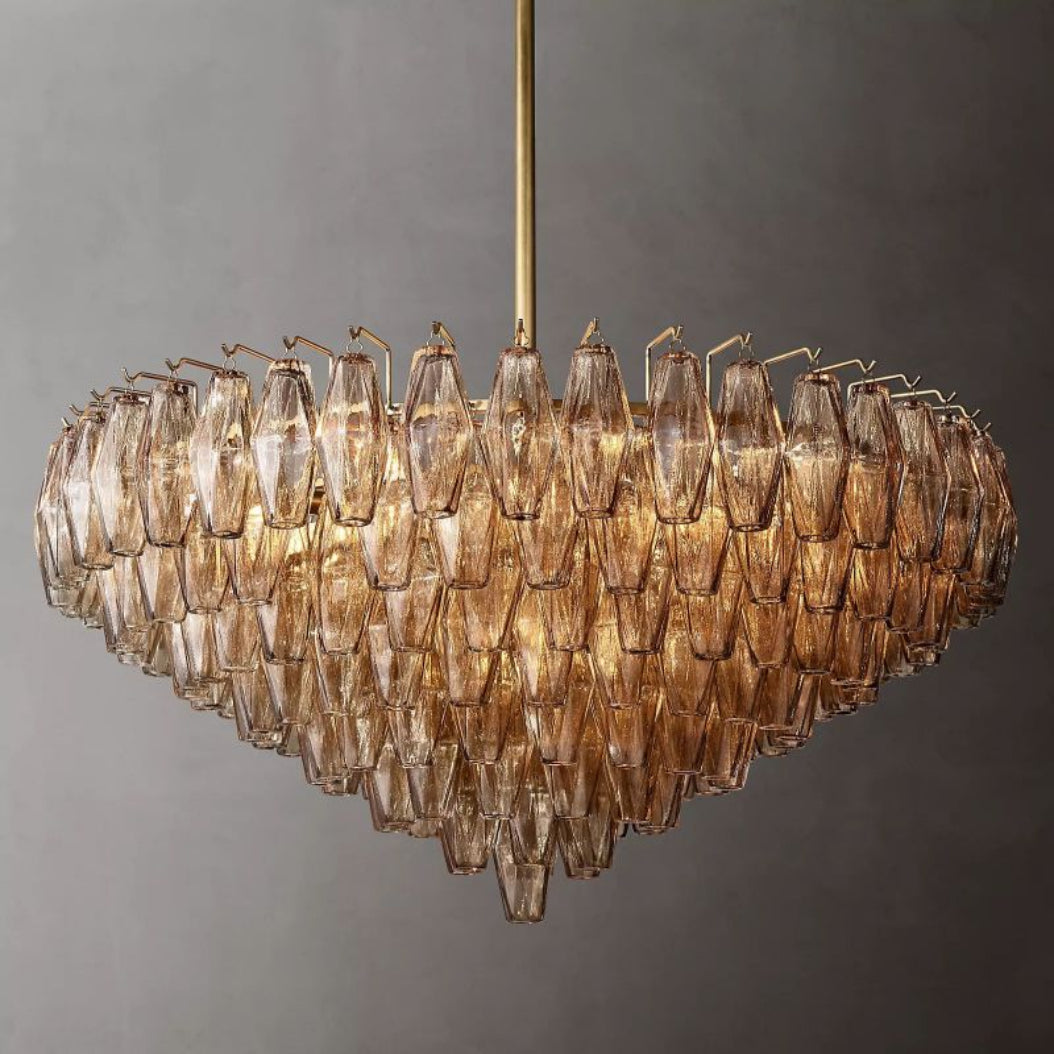 Modern Chiaray Smoke Glass Tiered Round Chandelier Lighting 37"