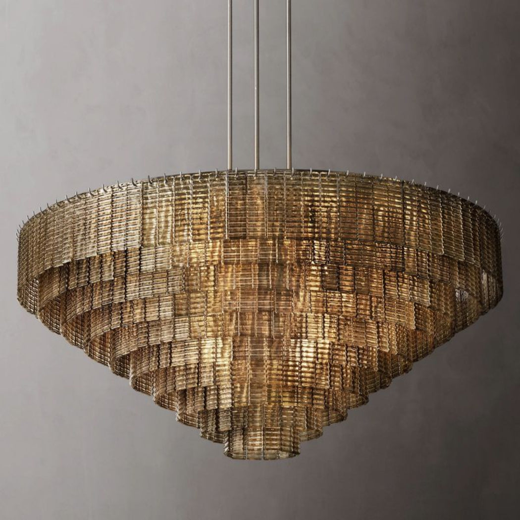 Sirene Clear/Smoke Glass Round Chandelier Lights 65"
