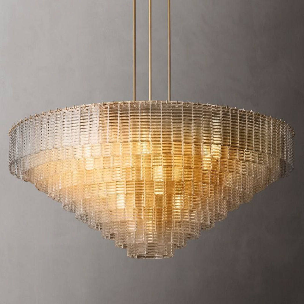 Sirene Clear/Smoke Glass Round Chandelier Lights 65"