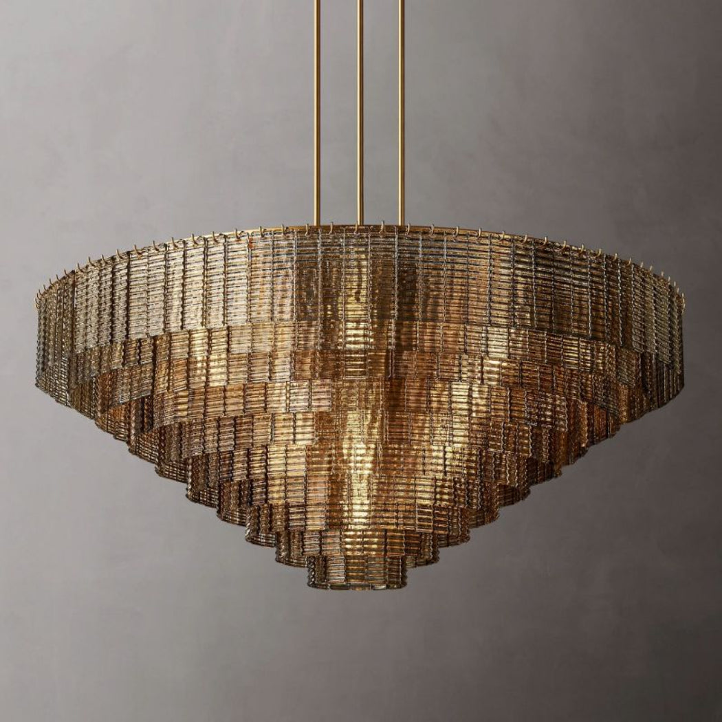 Sirene Clear/Smoke Glass Round Chandelier Lights 65"