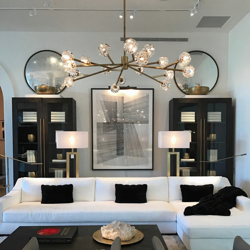 Boule De Cristal Smoke Glass Ball Modern Round Chandelier Lighting 60"