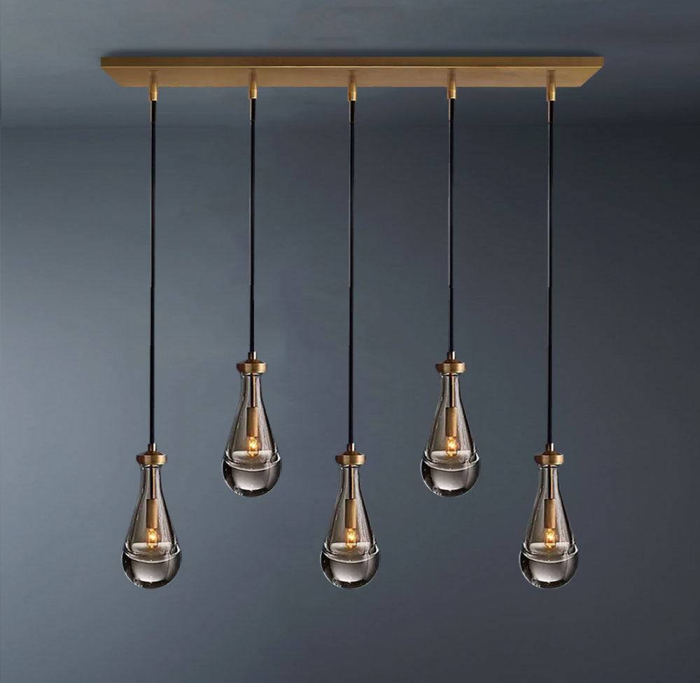 Raindrop Cord Rectangular Chandelier Lights 5-Lights