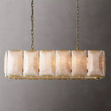 Harlowe Calcite Rectangular Chandelier Lighting 42" for Bedroom