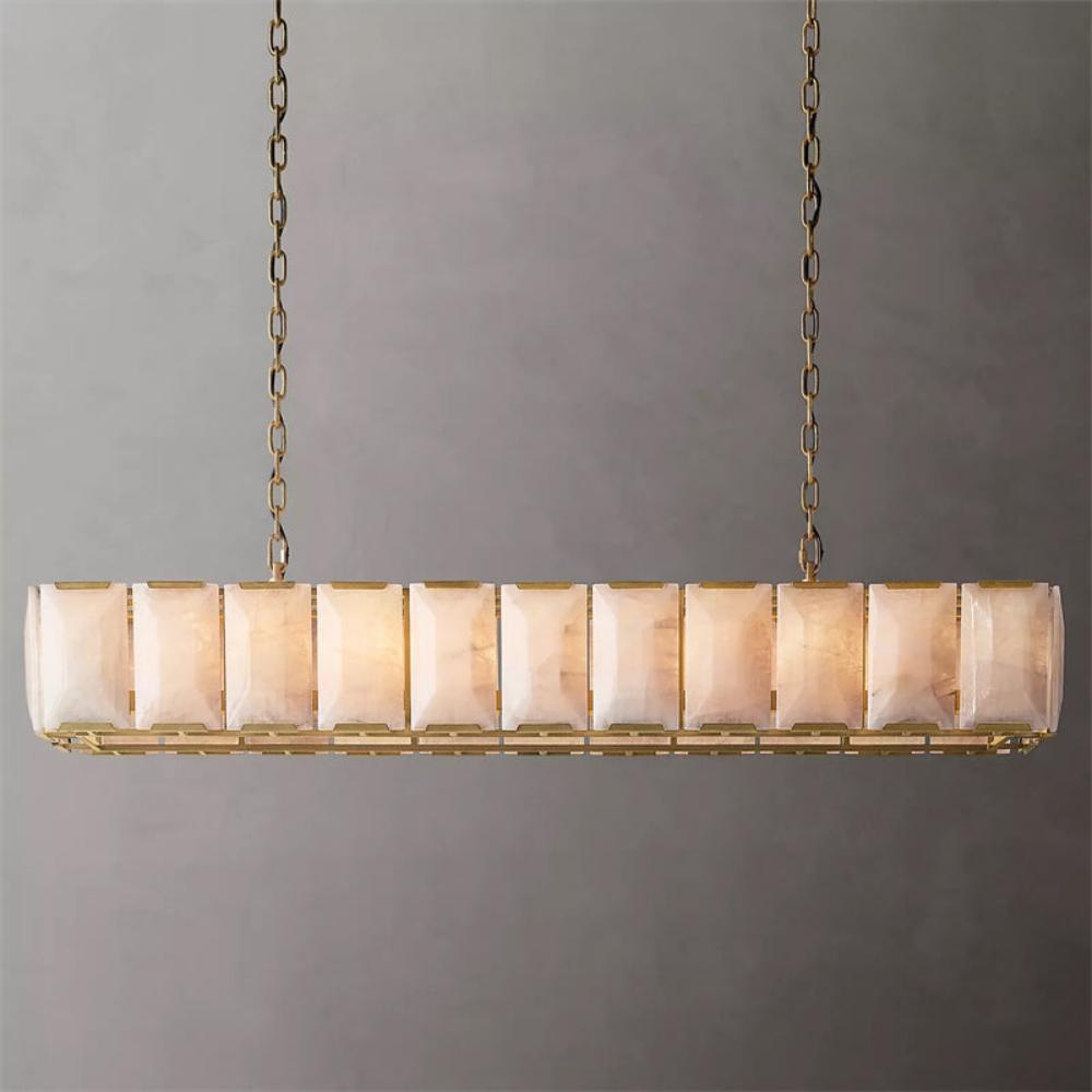 Harlowe Calcite Modern Rectangular Chandelier Lighting 74"