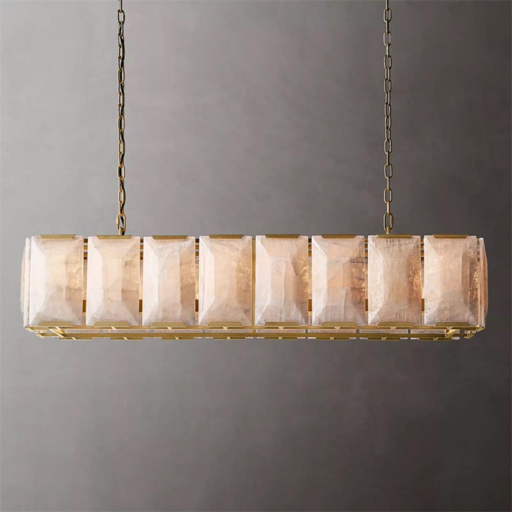Harlowe Calcite Rectangular Chandelier 55" For Living Room