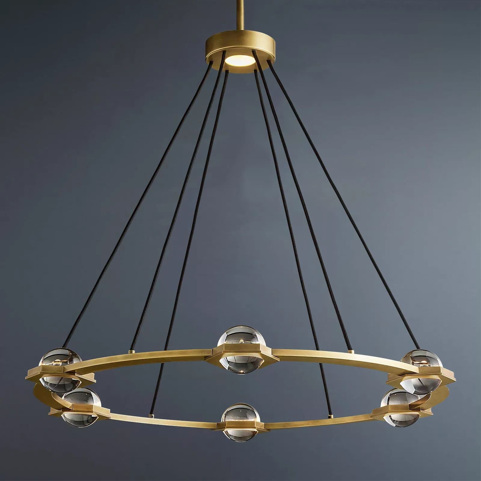 Éclatant Vintage Round Chandelier Lights 36" for Living Room
