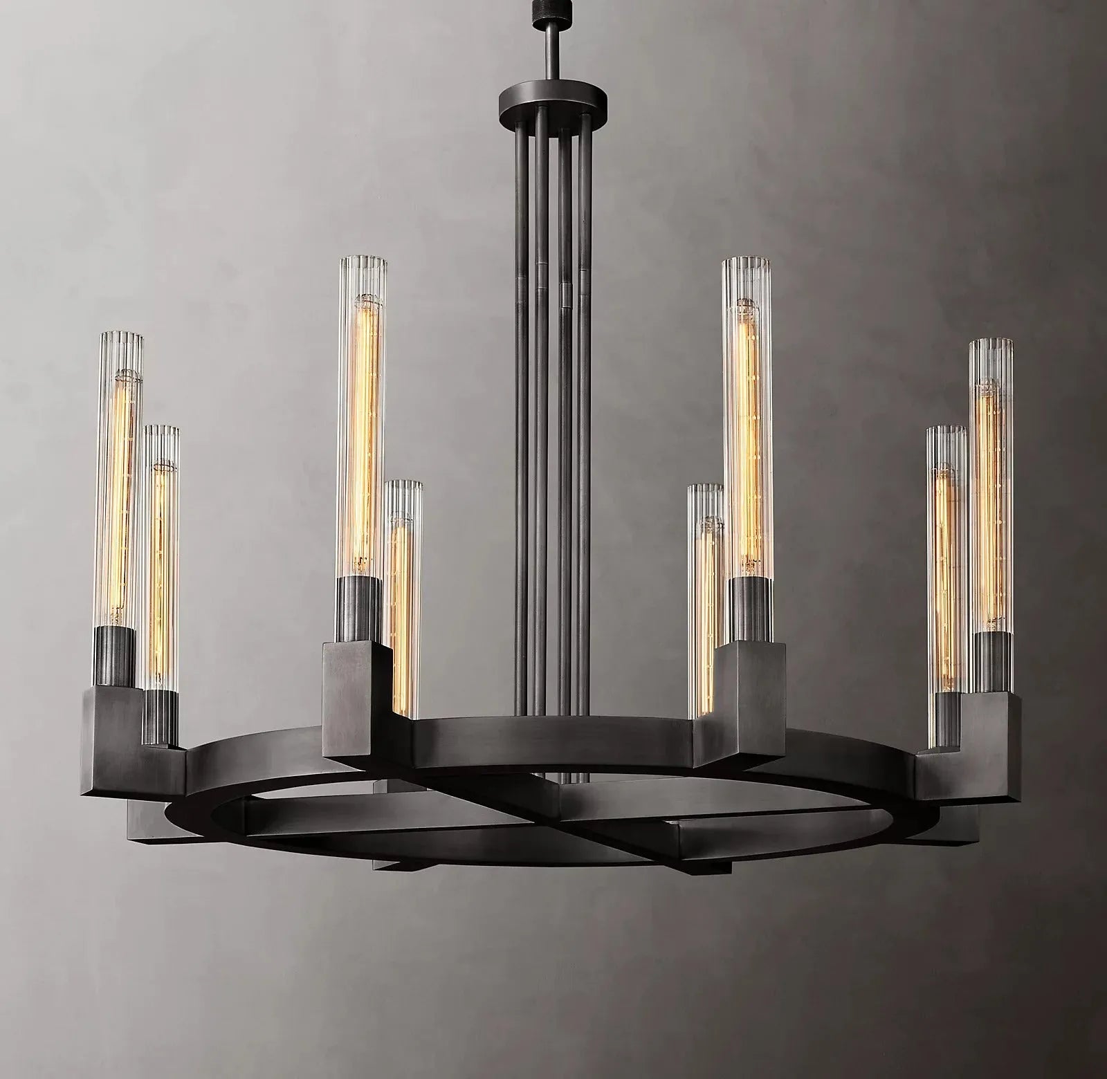Cannele Linear Candlestick Round Chandelier Lighting 36"