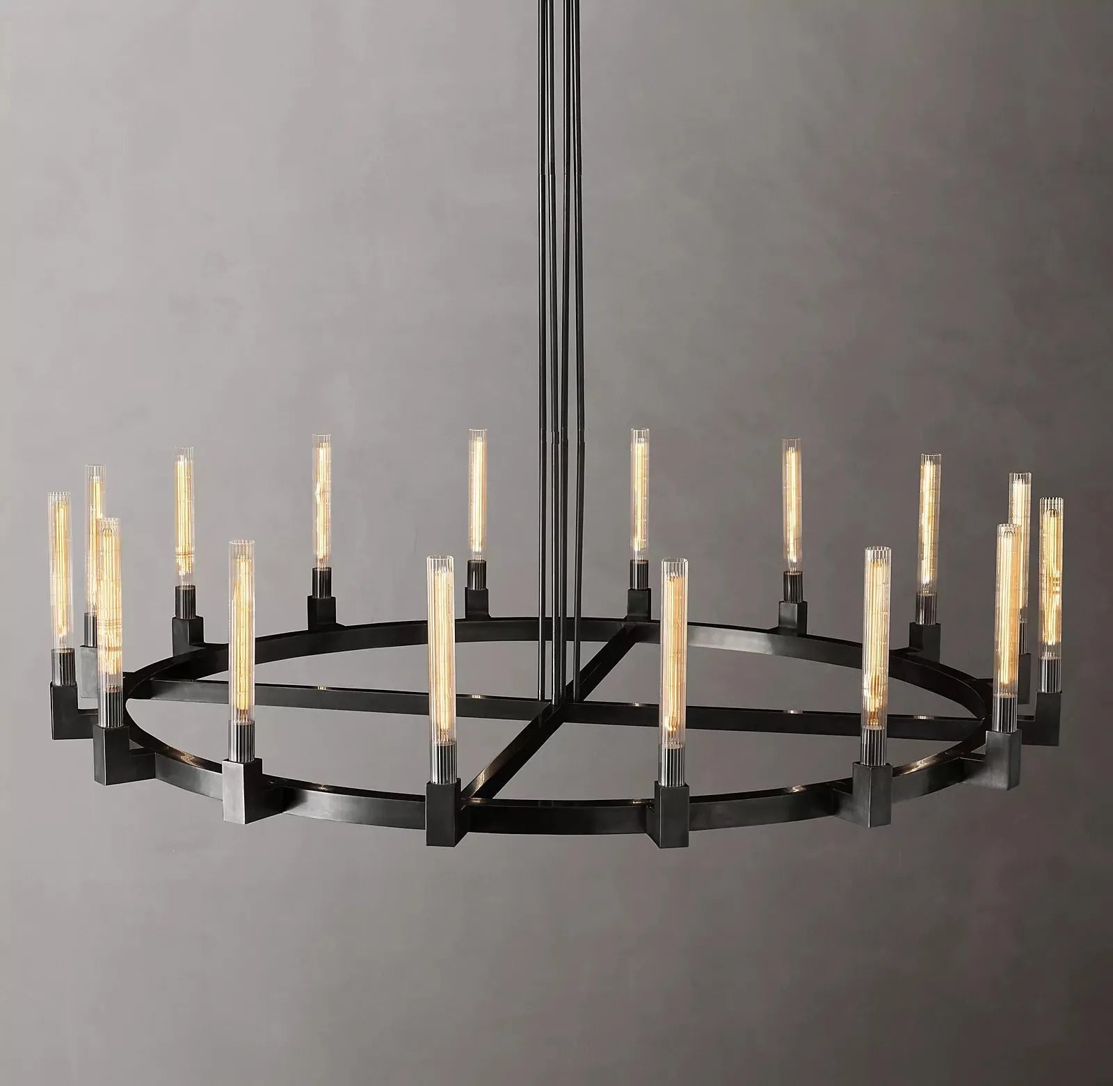 Cannele Linear Candlestick Round Chandelier Lighting 72"