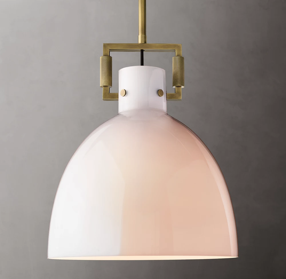 Machinist Milk Glass Shade Pendant Lamp Modern Hanging Light
