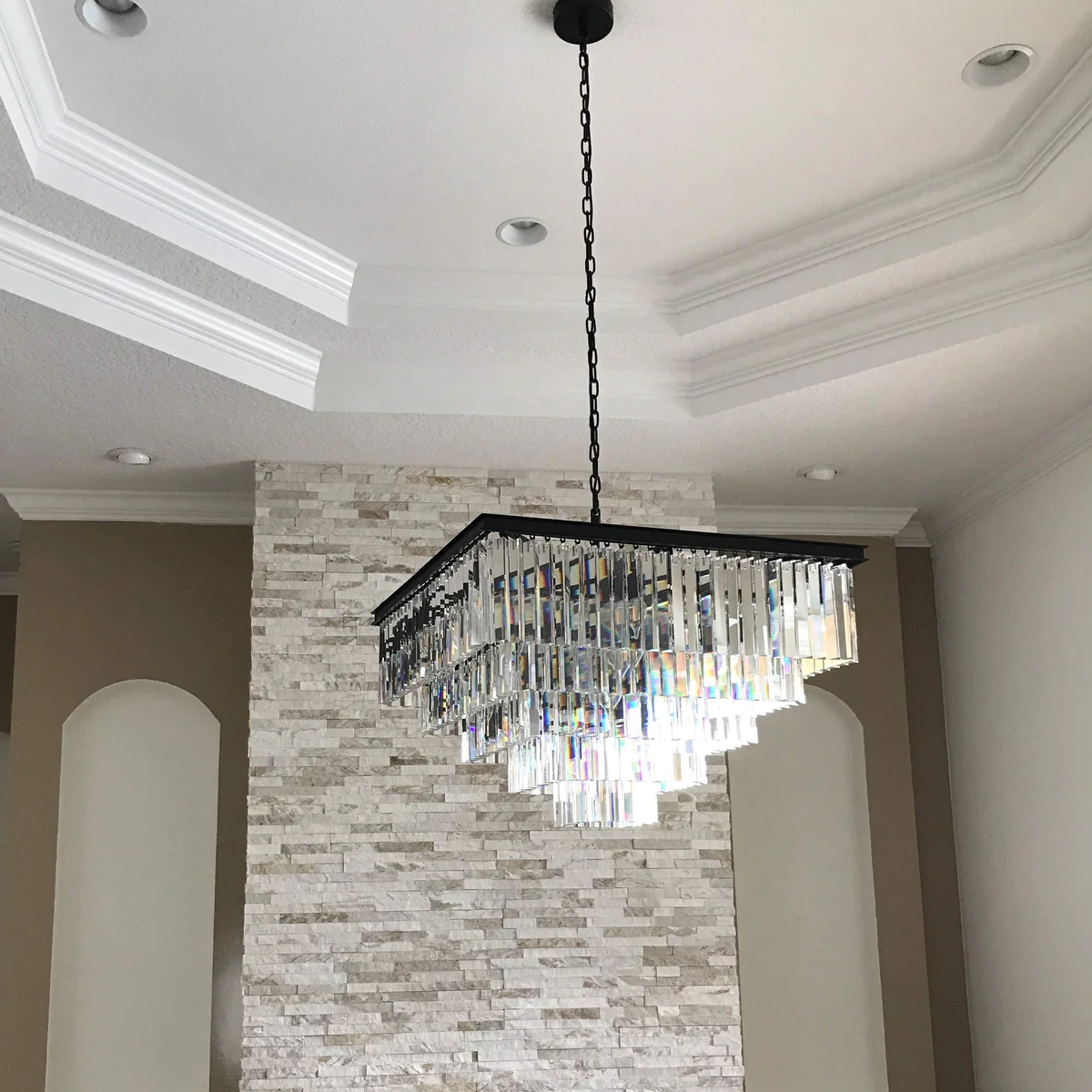 1920s Odeon Multi-Tier Crystal Square chandelier lighting 34" For Indoor Decoration Light
