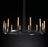 Canneles Linear Candlestick Round Chandelier Lighting 60"