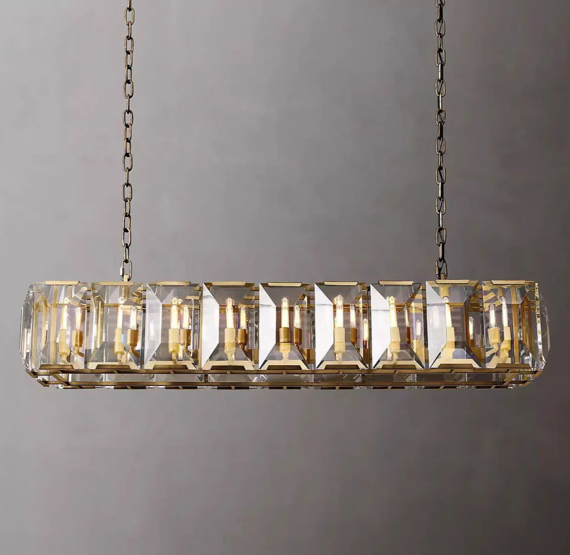 Harlowe Crystal Rectangular Chandelier Lighting 62"