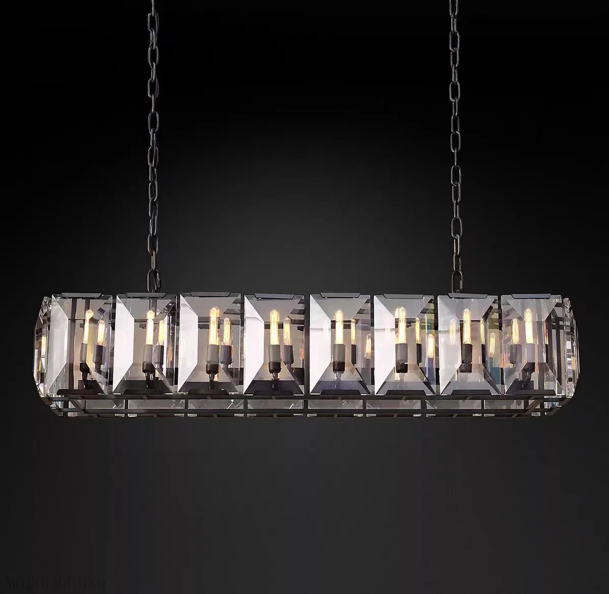 Harlowe Crystal Rectangular Chandelier Lighting 62"