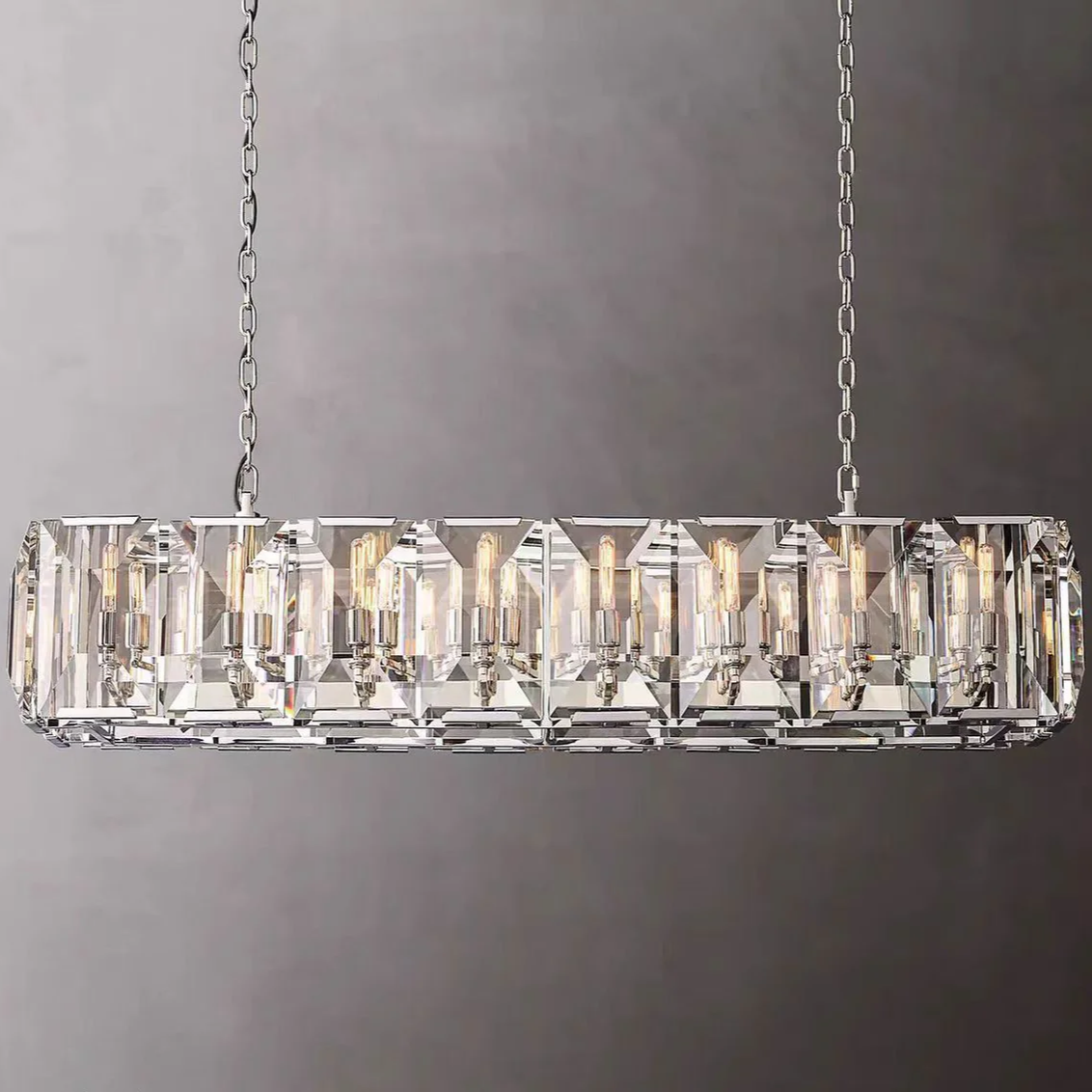 Harlowe Crystal Rectangular Chandelier Lighting 62"