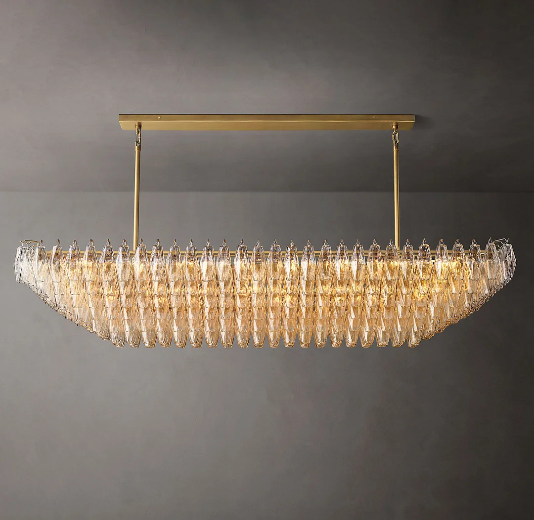 Chiaray Glass Tiered Rectangular Chandelier Lighting 74"