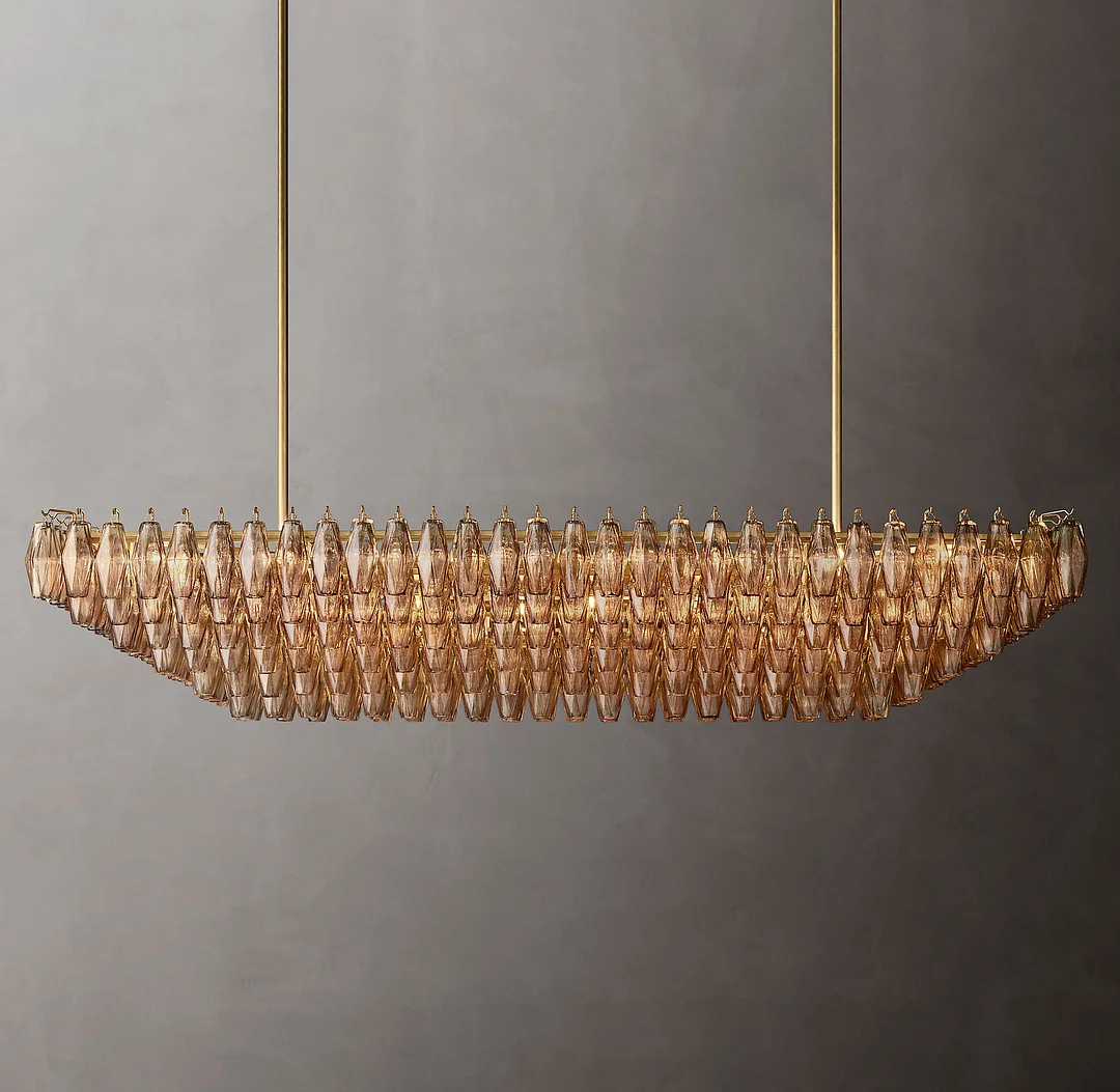 Chiaray Glass Tiered Rectangular Chandelier Lighting 74"