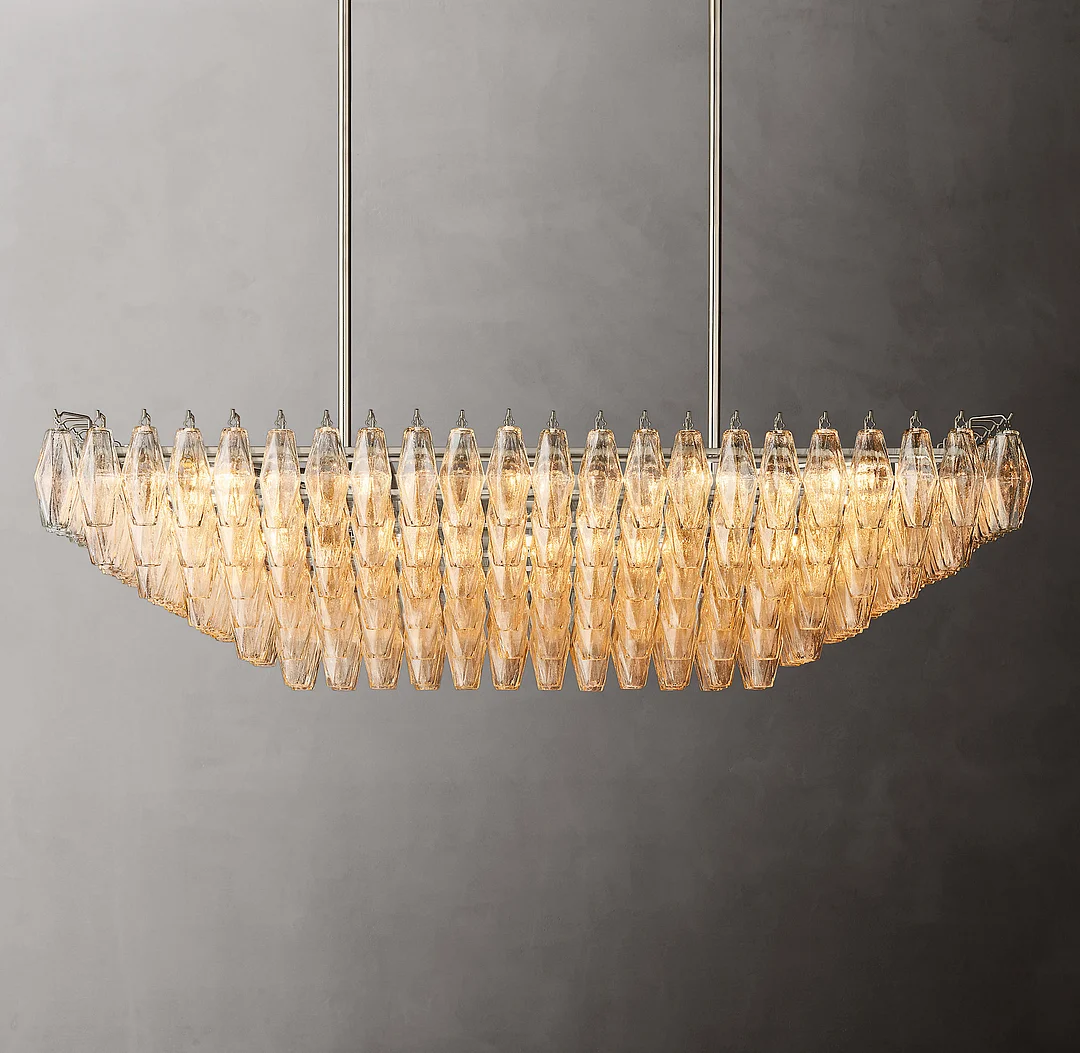 Chiaray Glass Multi-Tier Rectangular Chandelier Lighting 54"W