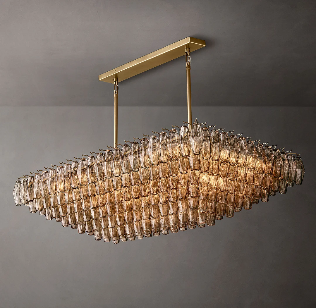Chiaray Glass Multi-Tier Rectangular Chandelier Lighting 54"W