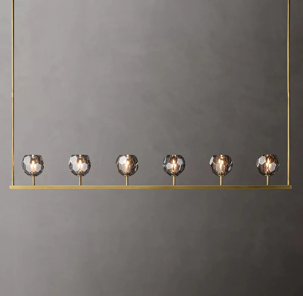 Boule De Cristal Smoke Glass Minimalist Linear Chandelier Lighting 60"