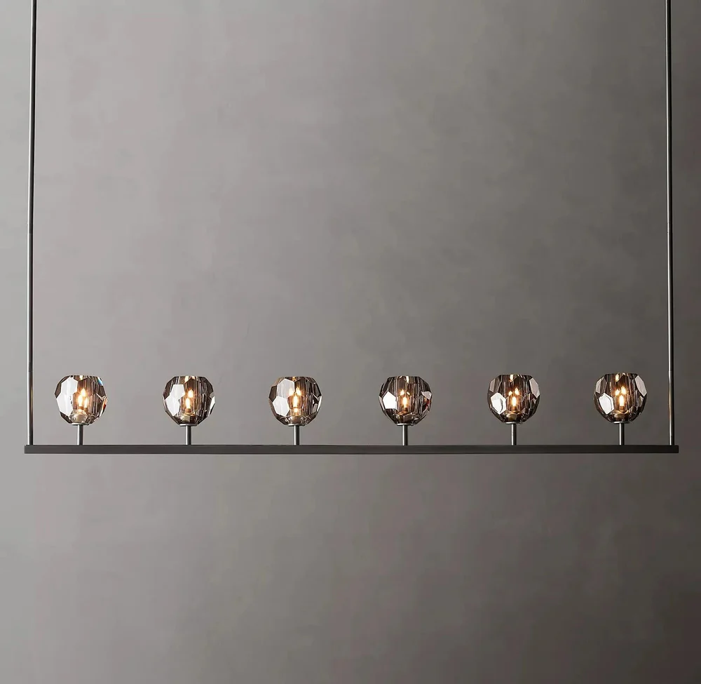 Boule De Cristal Smoke Glass Minimalist Linear Chandelier Lighting 60"