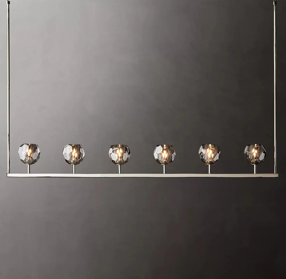 Boule De Cristal Smoke Glass Minimalist Linear Chandelier Lighting 60"