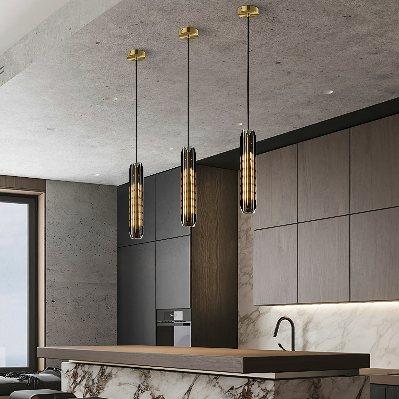 Luxury Smoky/Clear Crystal Pendant Lighting