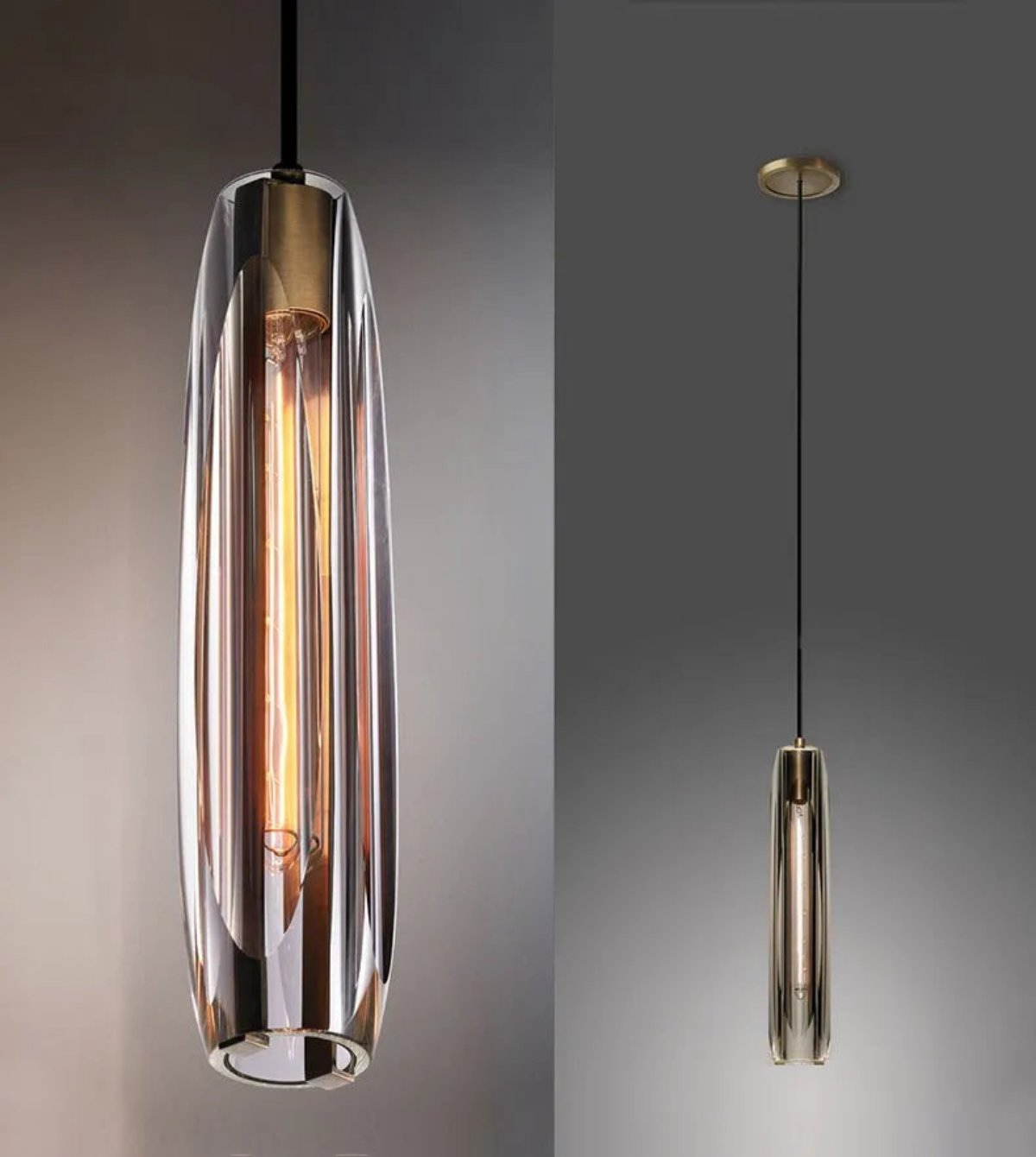 Luxury Smoky/Clear Crystal Pendant Lighting