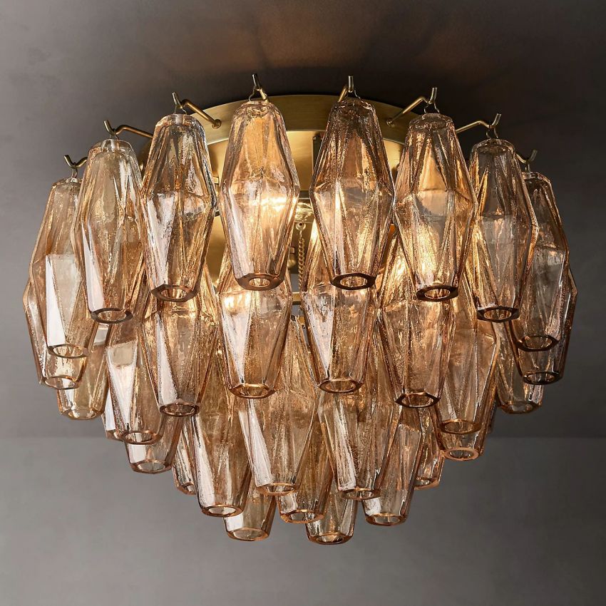 Chiaray Smoke Glass Flushmount Chandelier Light  For Dinning Room