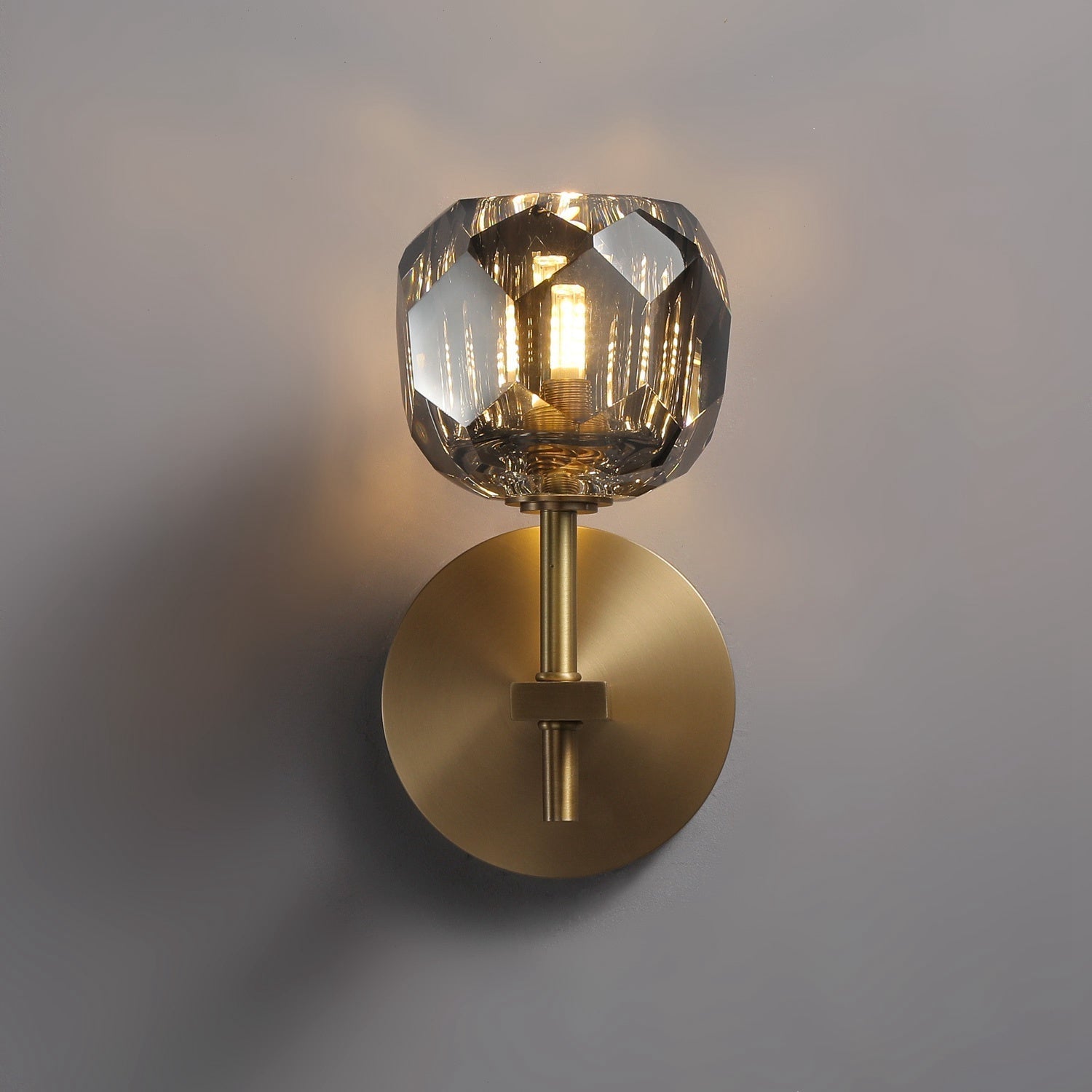 Crystal Ball Wall Sconce Fixtures, Mangata Smoke Crystal Led Wall Lighting for Bedroom