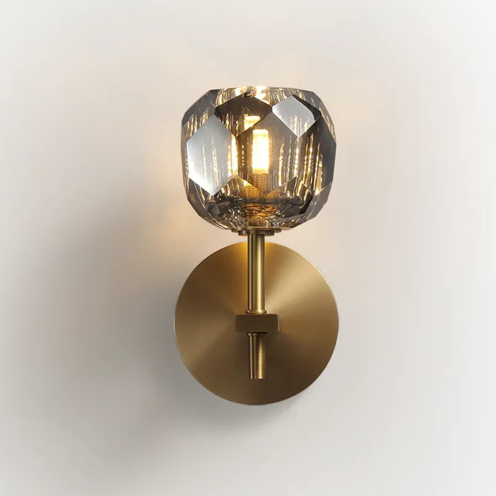 Crystal Ball Wall Sconce Fixtures, Mangata Smoke Crystal Led Wall Lighting for Bedroom