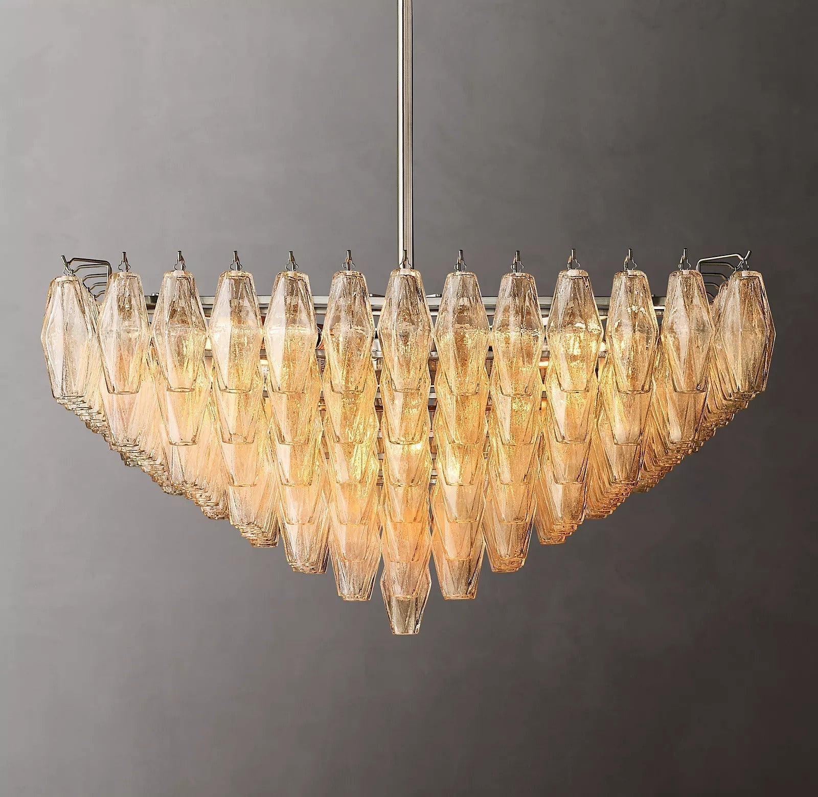 Chiaray Glass Multi-Tier Square Chandelier Lighting 32" For Living Room