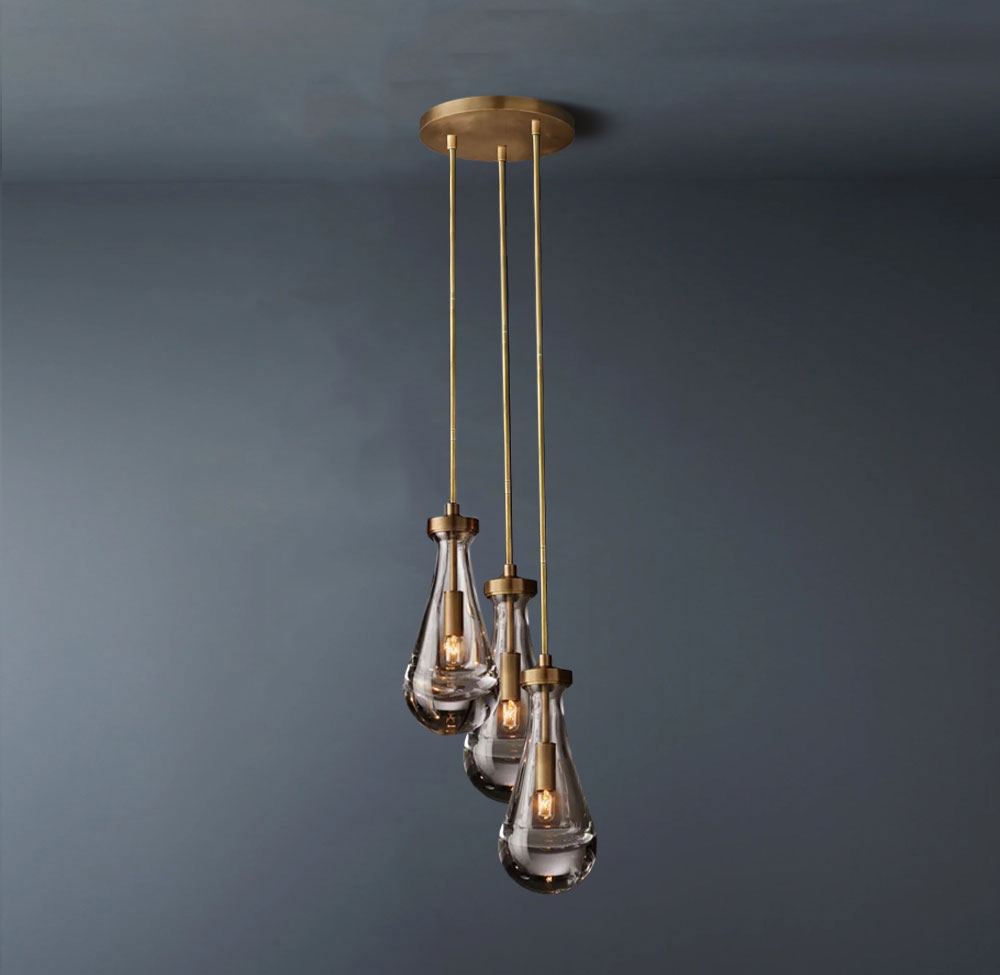 Raindrop Rod Round Chandelier Lights 3-Lights