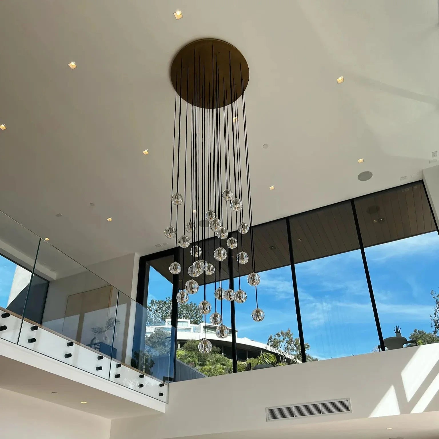 Boule De Cristal Clear Glass Ball Round Cluster Chandelier Lighting 30"