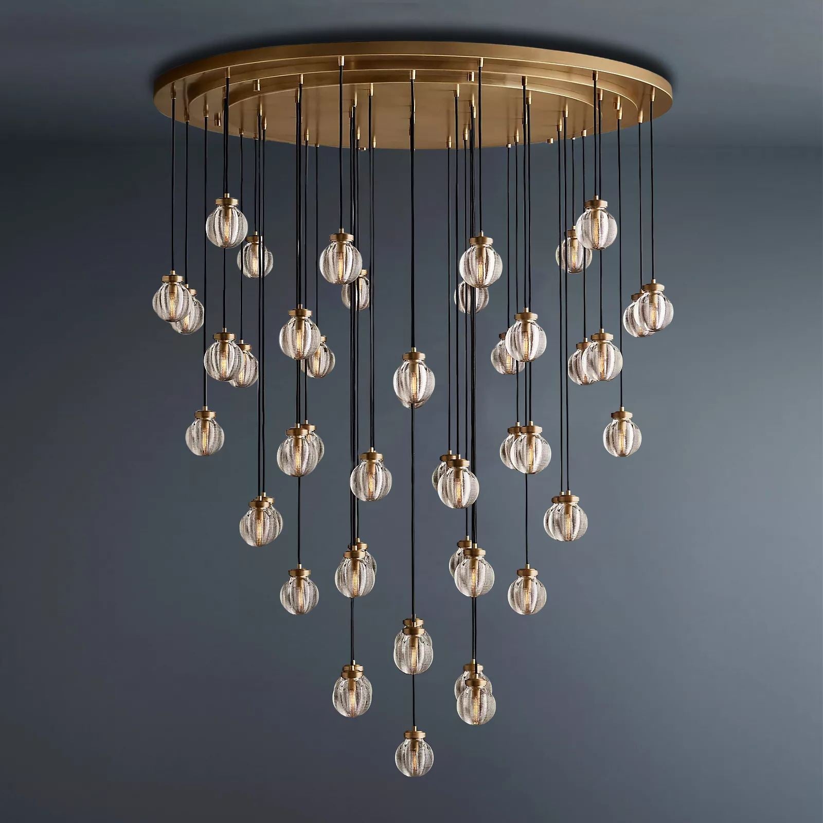 Pearl Round Chandelier 60" Luxury Vintage Decorative Light Fixture