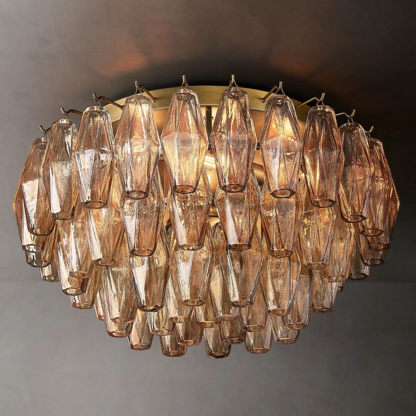 Chiaray Smoke Glass Flushmount Chandelier Light  For Dinning Room