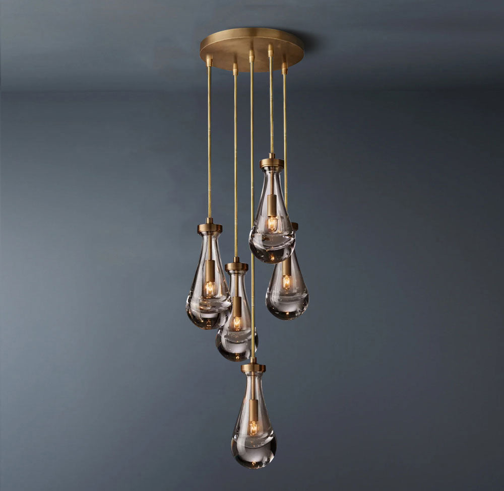 Raindrop Rod Round Chandelier Lights 5-Lights