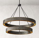 Vouvray 2-Tier Round Brass Chandelier Lighting D60" for Living Room