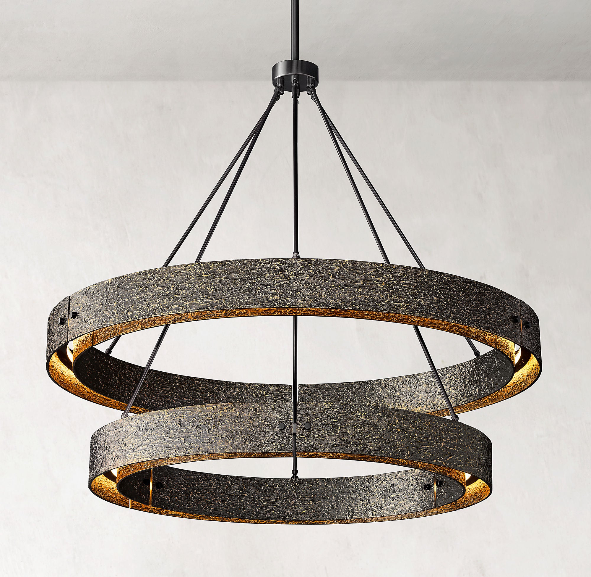 Vouvray 2-Tier Round Brass Chandelier Lighting D60" for Living Room